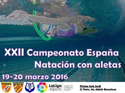 XXII Campeonato España por Autonomías de Natación con Aletas y Velocidad en Inmersión. Barcelona. 19 y 20-03-2016